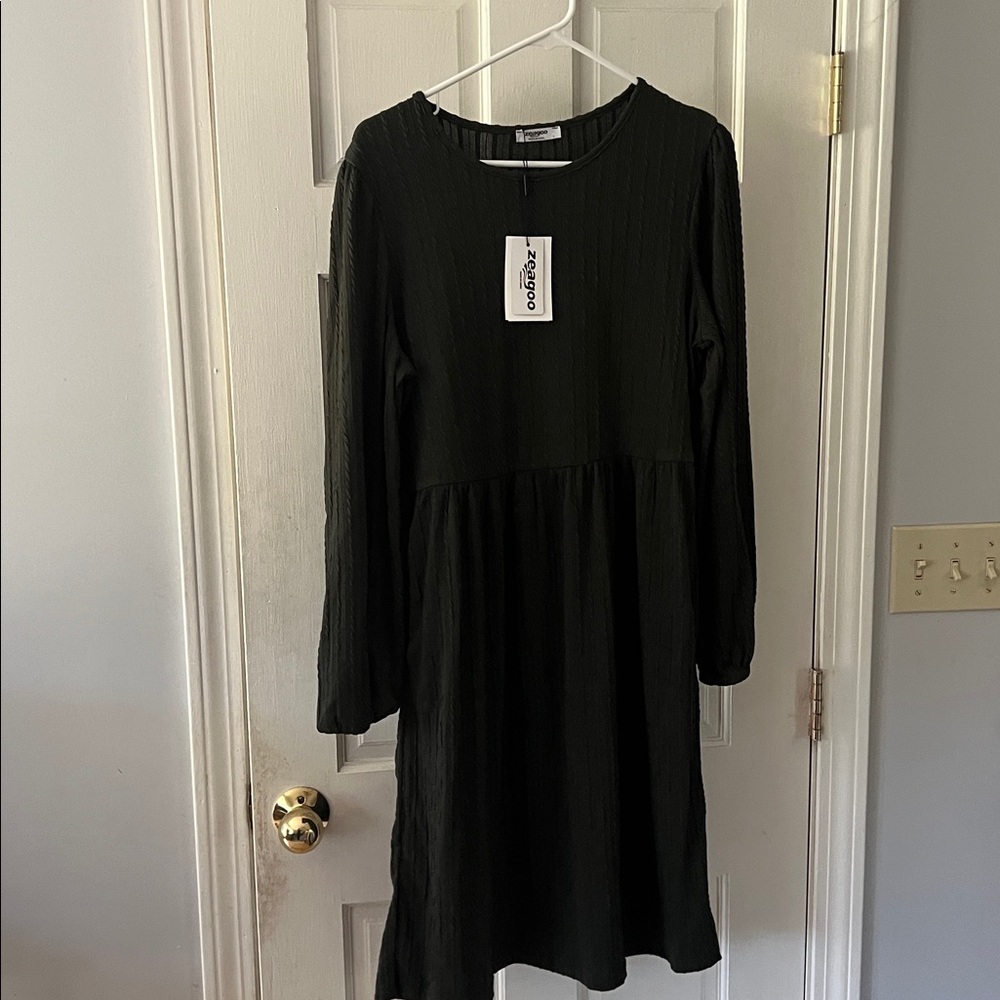 Zeagoo Olive Green Textured Knit Top